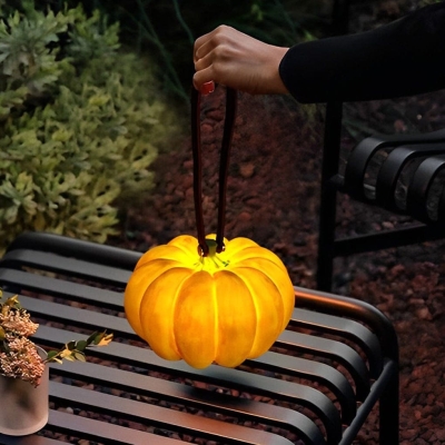 Outdoor Pumpkin-Shaped Resin Garden Lamp with IP65 Waterproof Rating, LED Light Source, and Durable Leather Handle for Playful and Reliable Yard Lighting