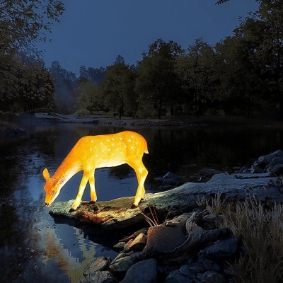 Waterproof Sika Deer Shape Outdoor Garden Light, Vivid, Durable, and Maintenance-Free Resin Lawn Lamp for Courtyard Landscape Decoration