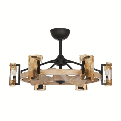 34 in. Wagon Wheel Shaped Farmhouse Ceiling Fan with Light Kit Remote Control, Reversible Blades