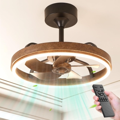 20 in. Rotating Ceiling Fan, Retro Ceiling Fan with Lights and Remote, Low Ceiling Fan for Bedroom Living Room Kitchen