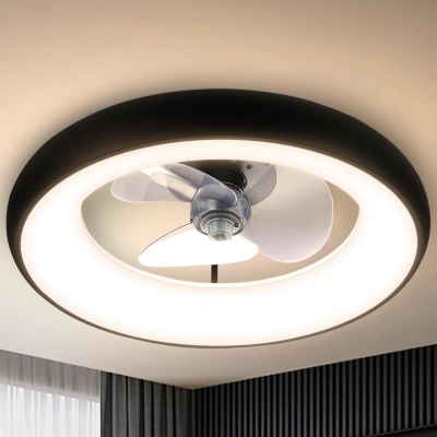 20 in. Black Low Profile Ceiling Fan and Light Remote, Small Flush Mount Reversible Ceiling Fan for Bedroom Ceiling Fans, Farmhouse Ceiling Fan with Light