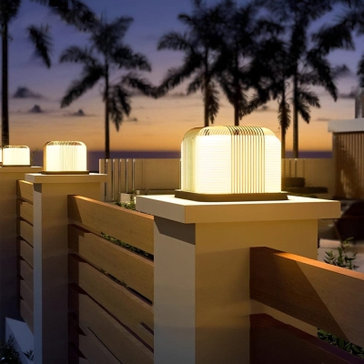 Durable Stainless Steel Deck Post Lights, Wired &amp; Solar Options with Bright White PE Lampshade for Attractive Outdoor Fence Lighting