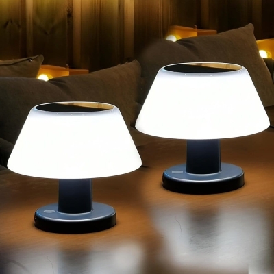 Set of 2 Mushroom Shaped Solar Outdoor Table Lamps, Rechargeable Wireless Table Lamps for Bedroom Living Room Garden Camping