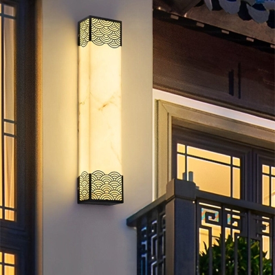 Durable and Stylish Rectangular Resin Wall Sconce for Outdoor Lighting, Weatherproof Exterior Light for Garage, Garden, Courtyard, and More