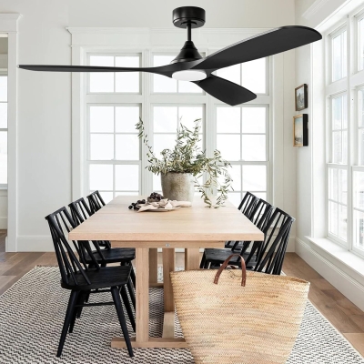 60 in. Contemporary Smart Ceiling Fan with Light, Black Remote Control Fan with Alexa and APP Control for Bedroom Dining Room, Wood Quiet Ceiling Fans