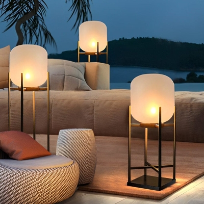 Stainless Steel Solar Floor Lamp with Waterproof Acrylic Lantern for Garden, Balcony, and Outdoor Spaces, Elegant Warm Lighting for Nighttime Activities
