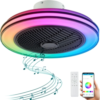 Low Profile Ceiling Fan and Light, Bluetooth Ceiling Fan, Flush Mount Black Modern Ceiling Fan with Remote for Kids Room Bedroom