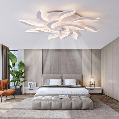39 in. Modern Ceiling Fan with Light and Remote Control, Dimmable LED Flush Mount Low Profile Ceiling Fan without Blades