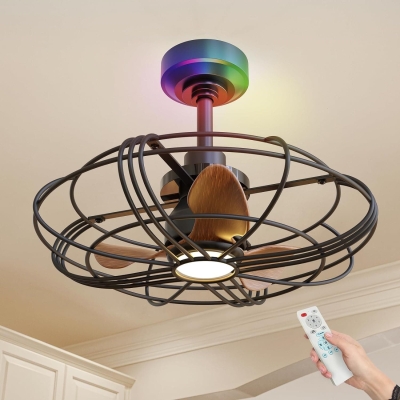 21 in. Black RGB Remote Control Ceiling Fan and Light, Outdoor Ceiling Fans with Remote APP Wall Switch Control for Patio, Outdoor Fan for Gazebo
