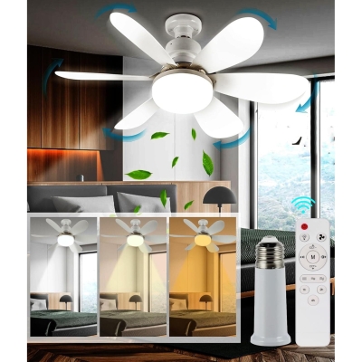 20 in. Light Socket Fan with Remote, Screw In Socket Fan Light, LED Ceiling Fan for Kids Room, Kitchen Ceiling Fans, Corner Ceiling Fan