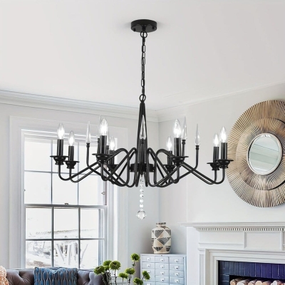 8-Light Industrial Pendant Lighting Fixture, Candle Style Black Pendant Lights Over Island, Hanging Lights for Kitchen