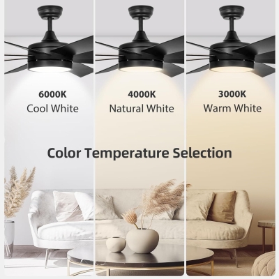 60 in. Black Indoor Outdoor Ceiling Fans with Light and Remote, Reversible Ceiling Fan, Modern Quiet Ceiling Fans
