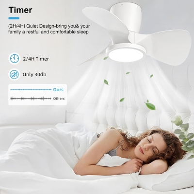 24 in. Remote Control Ceiling Fan and Light, Bedroom Kitchen Living Room Apartment Ceiling Fans for Low Ceiling