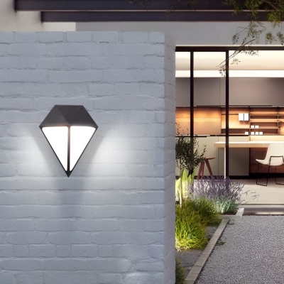 Durable Geometric Outdoor Wall Light with Die-Cast Aluminum Body and White Acrylic Shade, Rust-Resistant, Weatherproof, Easy to Clean