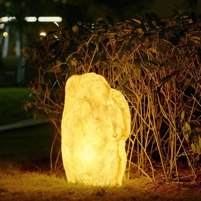 Decorative Resin Stone Shape Outdoor Landscape Lights, Waterproof, Rust-Proof, Warm White LED for Garden, Courtyard, and Lawn Decoration