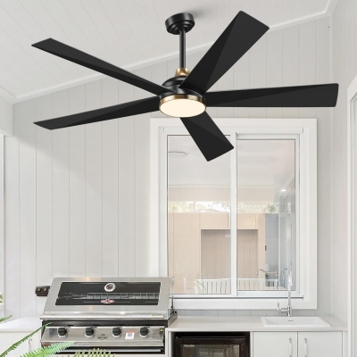 65 in. Contemporary Black Ceiling Fan with Light and Remote , Indoor Outdoor Large Ceiling Fans for Bedroom, Designer Fans, Patio Porch Ceiling Fans