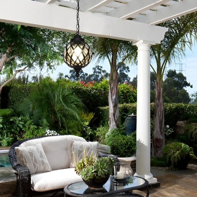 Elegant Vintage Waterproof Outdoor Chandelier, Aluminum &amp; Glass Pendant Light for Garden, Patio, Porch, or Outdoor Restaurant