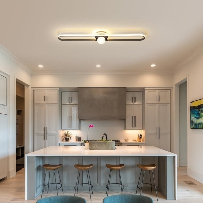 Modern Dimmable Linear LED Ceiling Light with Remote, Flush Mount Ceiling Lamp for Kitchen Hallway Dining Room Closet