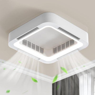 23 in. Flush Mount Bladeless Ceiling Fan with Light and Remote Control, Modern Square Dimmable Flush Mount Ceiling Fan