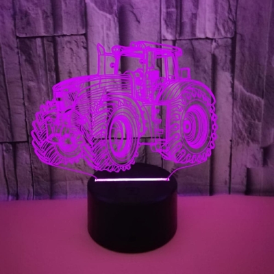 Creative Tractor Style 3D Illusion Lamp, Dimmable Touch Desk Lamp for Christmas Party Wedding Birthday Gift Room Decoration