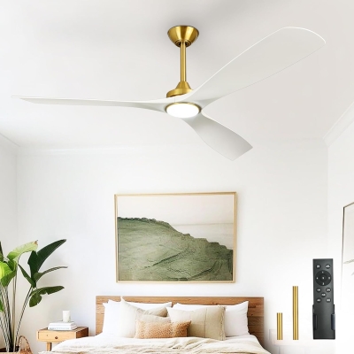 60 in. Ceiling Fan with Remote Control, White and Gold Ceiling Fans without Lights, Indoor Outdoor Reversible Quiet Ceiling Fans for Bedroom Living Room