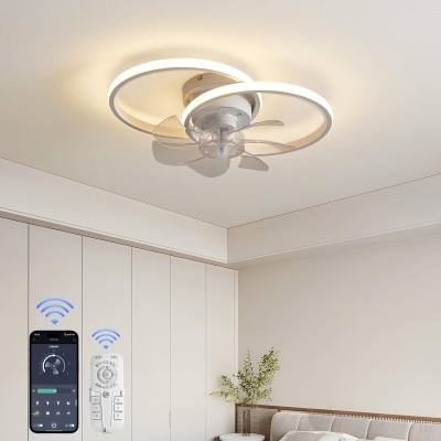 White Modern Low Profile Ceiling Fan with Light and Remote APP Control, Reversible Dimmable LED Ceiling Light Fan for Living Room Bedroom Kitchen