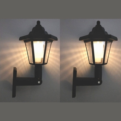 Hexagonal Lantern Solar Outdoor Light, LED Solar Sconce Wall Lamp for Garden Decor, Waterproof Outdoor Solar Street Light, Set of 2