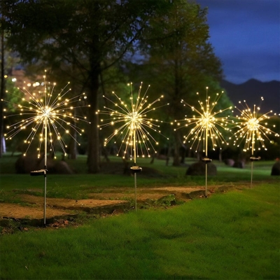 Solar Outdoor Lights with 200 LED Beads, Fireworks &amp; Dandelion Design, Durable Copper Wires, Automatic Charging, Energy-Saving Pathway Lighting