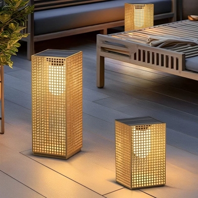Durable Waterproof Lawn Lamp with Creative Square Hollow Design, Wired and Solar Options for Path, Backyard, and Walkway Lighting