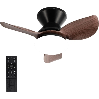 20 in. Small Flush Mount Ceiling Fans with Light, Ceiling Fan on Low Ceiling with Light and Remote, Dimmable Reversible Wood Ceiling Fan
