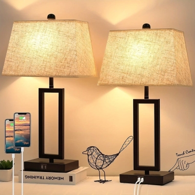 Set of 2 LED Table Lamp with Touch Control USB Ports, Modern 3-Way Dimmable Bedside Nightstand Lamp for Bedroom Living Room
