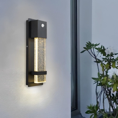 Energy-Efficient Aluminum Outdoor Wall Light with Motion Sensor and Crystal Bubble Glass Lampshade, Waterproof and Rust-Resistant Porch Light