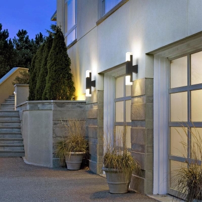 Sturdy Minimalist Outdoor Wall Lights with Energy Efficient LED, Elongated Gray Metal Frame, Perfect for Porch, Doorway, or Garden Wall
