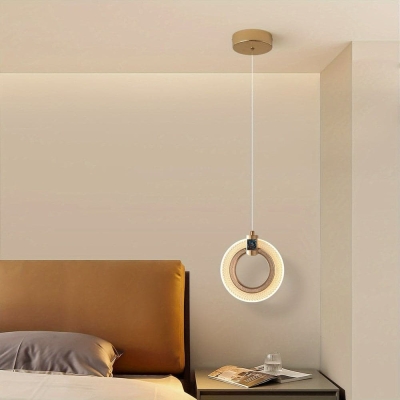 LED Ring Crystal Pendant Light, Adjustable Crystal Hanging Chandelier Pendant Light for Kitchen Island Dining Living Room Bedroom Entryway