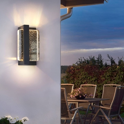 Outdoor Wall Light with Bubbles Crystal Lampshade, IP65 Waterproof, Rust-Resistant Metal Body, 95-265V Voltage for Garden, Courtyard, Hotel Exterior