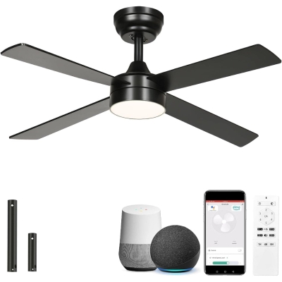 48 in. Black Ceiling Fan with Light and Remote APP Control, Reversible Quiet Ceiling Fans, Modern Smart Ceiling Fan, Compatible with Alexa