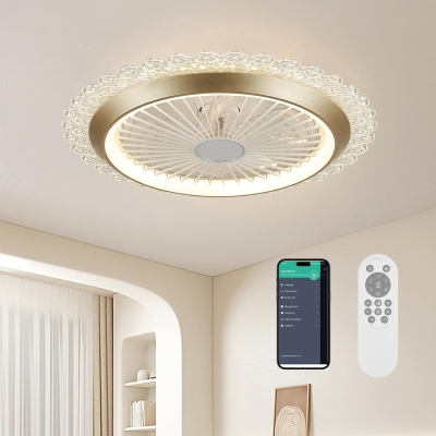 Gold Ceiling Fan with Light, Flush Mount Low Profile with Remote Control, Wheel Ceiling Fan for Bedroom Kitchen