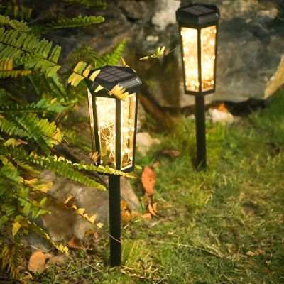Solar-Powered Waterproof Garden Pathway Light with Built-in LED Star String, Fast Charging, Auto On/Off, and Dual Light Modes for Lawn and Park