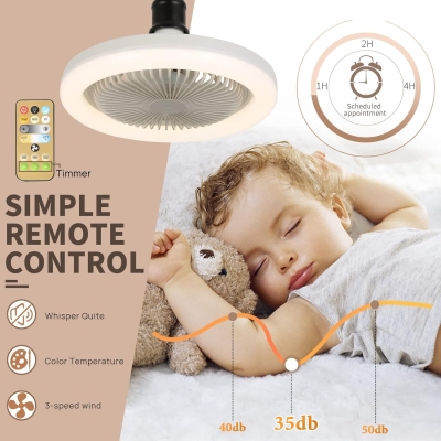 10 in. Socket Fan Light, Small Mini Ceiling Fan with Lights Remote, Dimming Ceiling Fan for Summer, Ceiling Fan for Garage Tool Room Store Room