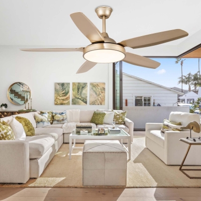 52 in. Gold Ceiling Fan with Remote, Modern Chandelier Ceiling Fan, Indoor Farmhouse Rustic Ceiling Fans with Lights for Living Room Bedroom