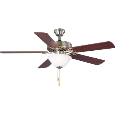 52 in. Modern 5 Blade Ceiling Fan with White Head Light Kit, Pull Chain