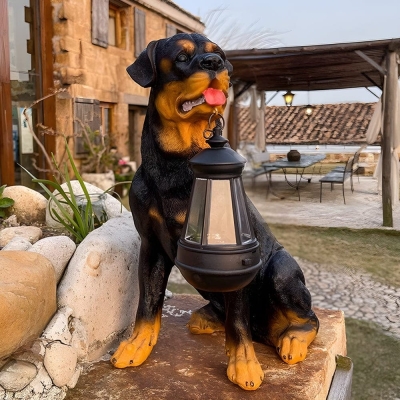 Charming Solar-Powered Resin Dog Lanterns for Patio, Garden, or Porch, Detachable, Safe LED Lights, Durable Outdoor Decor, 6 Varieties Available