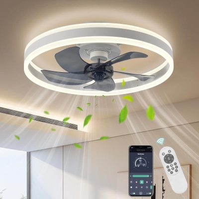 Fandelier for Bedroom, Ceiling Fans with Lights and Remote, Ceiling Fans Flush Mount Low Profile, Dimmable Brushed White Ceiling Fan