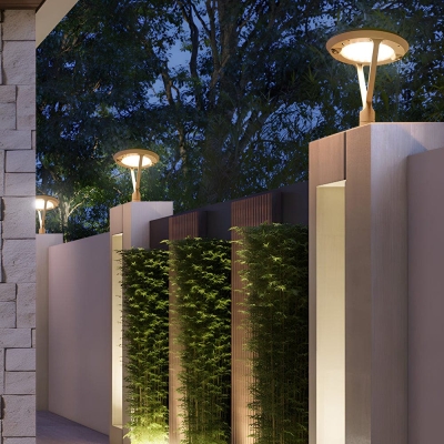 Round Aluminum Solar Fence Post Lights with 360&deg; Dual Motion Sensing, 8m Range, High-Efficiency Monocrystalline Panels, Stylish Gray Finish
