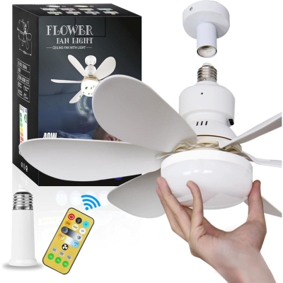 20.5 in. Bedroom Ceiling Fans with Lights, Mini Socket Ceiling Fan with Light, Small Ceiling Fan with Remote for Garage, White Kitchen Ceiling Fans