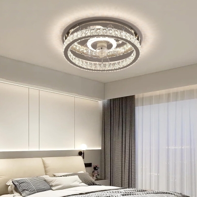 Modern Crystal Ceiling Fan with Light and Remote Control, Dimmable LED Ceiling Fan and Light, Ceiling Fan on Low Ceiling with Light