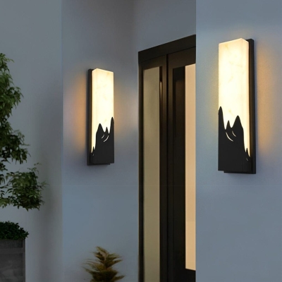 Stylish Stainless Steel &amp; Imitation Marble Outdoor Wall Lamp with Warm LED Light, Waterproof, Rustproof, Energy-Saving, Perfect for Home Decor