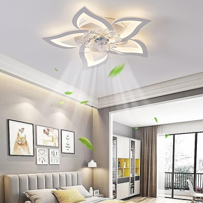 Modern Dimmable Flower Ceiling Fan with Light and Remote APP Control, Ceiling Fan for Bedroom Children's Room