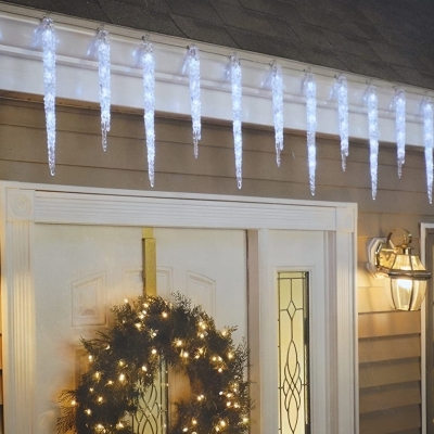 Waterproof Outdoor Solar LED Icicle String Lights for Garden, Porch, and Holiday Decorations, Automatic Day/Night Operation