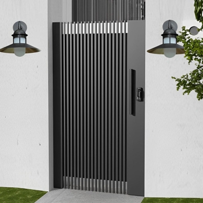 Modern Black Finish Iron and Glass Outdoor Wall Light Fixture with Unique Glass Shade for Porch, Patio, or Garden, Vintage Warm Glow